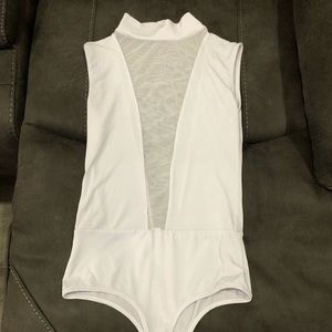 Low v cut mesh night wear body suit